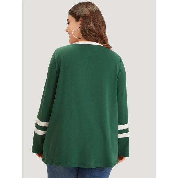 2/$25 Size 12 •  Large • BloomChic • Striped Contrast V Neck Sweatshirt - Picture 2 of 7